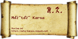 Máté Karsa névjegykártya